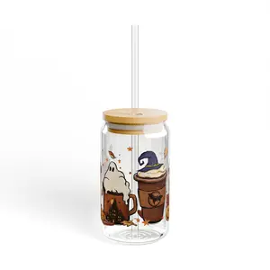 Spooky Coffee Sipper Glass, 16oz