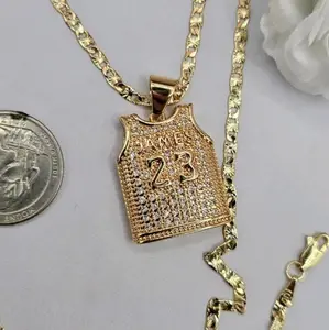 Basketball game shirt necklace regular style gold-plated