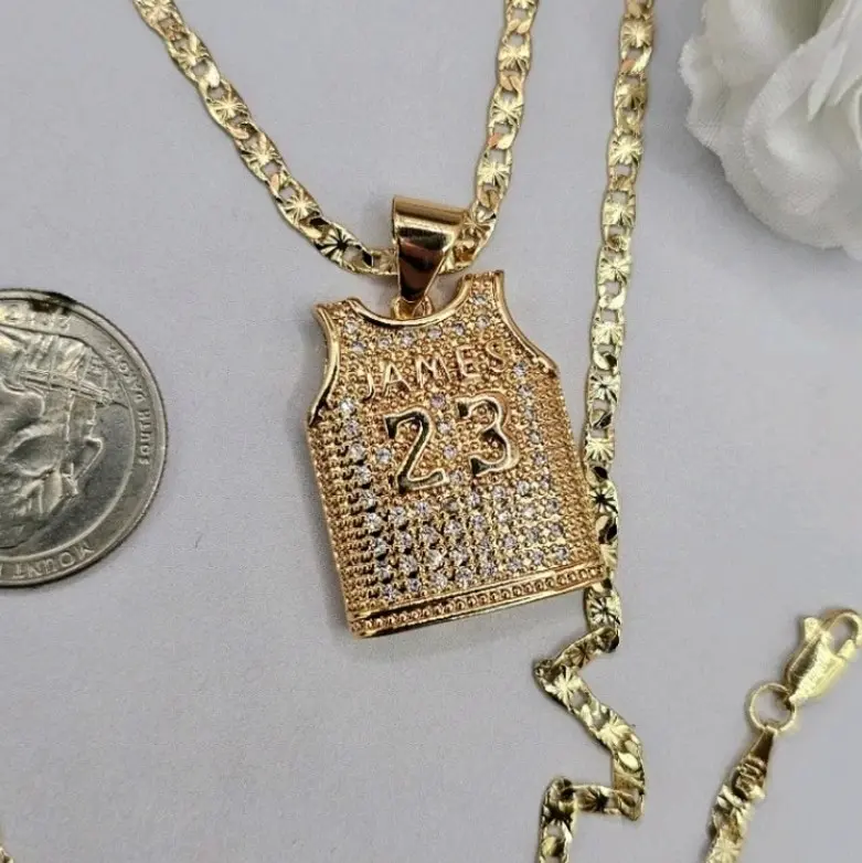Basketball game shirt necklace regular style gold-plated