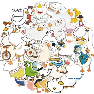 Cute Duck Pattern Sticker, 50pcs/set Waterproof Self Adhesive Decor Paper, Decor Sticker for Gift Greeting Card Water Bottle Laptop Phone Cellphone Smartphone Ornaments