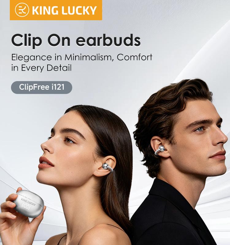 Multi-color Digital Display Clip-on Open Ear Wireless Bluetooth 6.0 Headphones with Audios, Mic, 50H Playtime, ENC, IPX5 Waterproof, Next-gen Comfort for Small Ears & Fitness Runs, Headset, Long Play