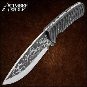 Timber Wolf Blacksmith Knife   Includes Genuine Leather Sheath