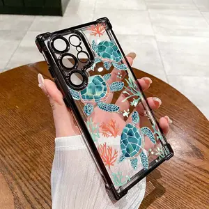 Compatible with S25 Ultra/S24/S23/S22 Plus Phone Case Watercolor sea turtle Pattern  phone case hnmjddSX18