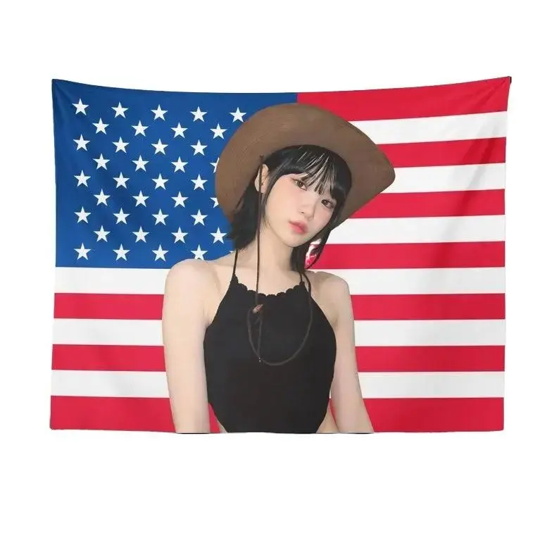 Tapestry Chaewon American Flag Kpop Cowgirl 36x26 Inches