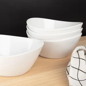 Garvee 8" Serving Bowls, 42 Oz Porcelain Bowls Set of 4, Large Oval Ceramic Dessert Bowlsfor Salad Ice Cream Snacks Cereal Pasta Soup, Microwave & Dishwasher Safe