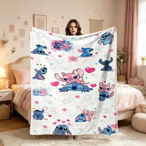 Stitch Multi-Expression Print Blanket, Modern Design, Versatile Use, Ideal for Dorms, Sofas, Cars, Holidays, Outdoor Travel, Cozy Throw Blanket, Soft Cozy Blanket