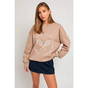 Tan Tennis Club Palm Beach Embroidered Sweatshirt