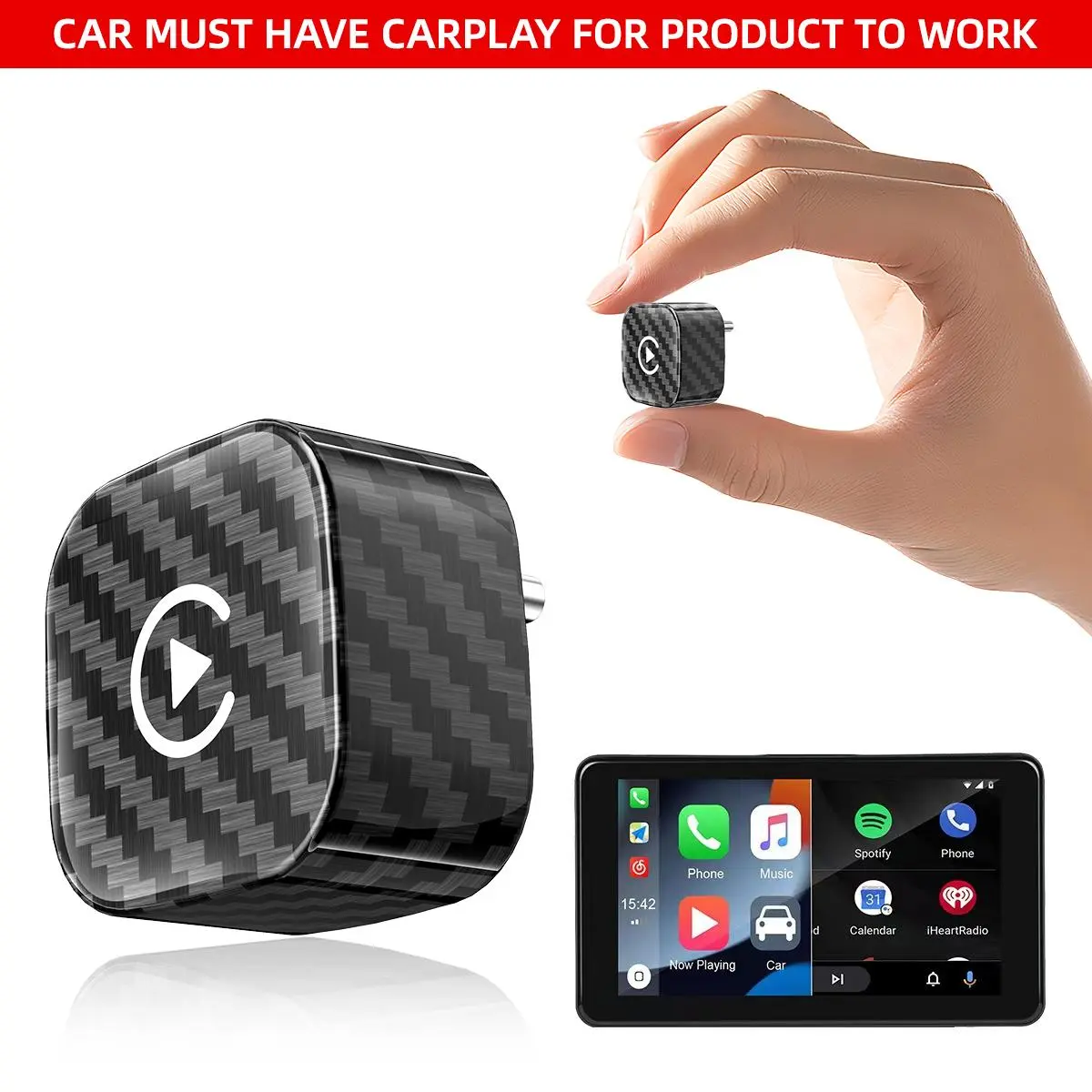 2026 Upgraded Wireless Carplay Adapter, Mini USB Type-C Car Adapter, Plug-and-Play Carplay Dongle Connectivity for iOS, Android 10+ Devices, Compact Car Electronics Accessory, Car Adapters