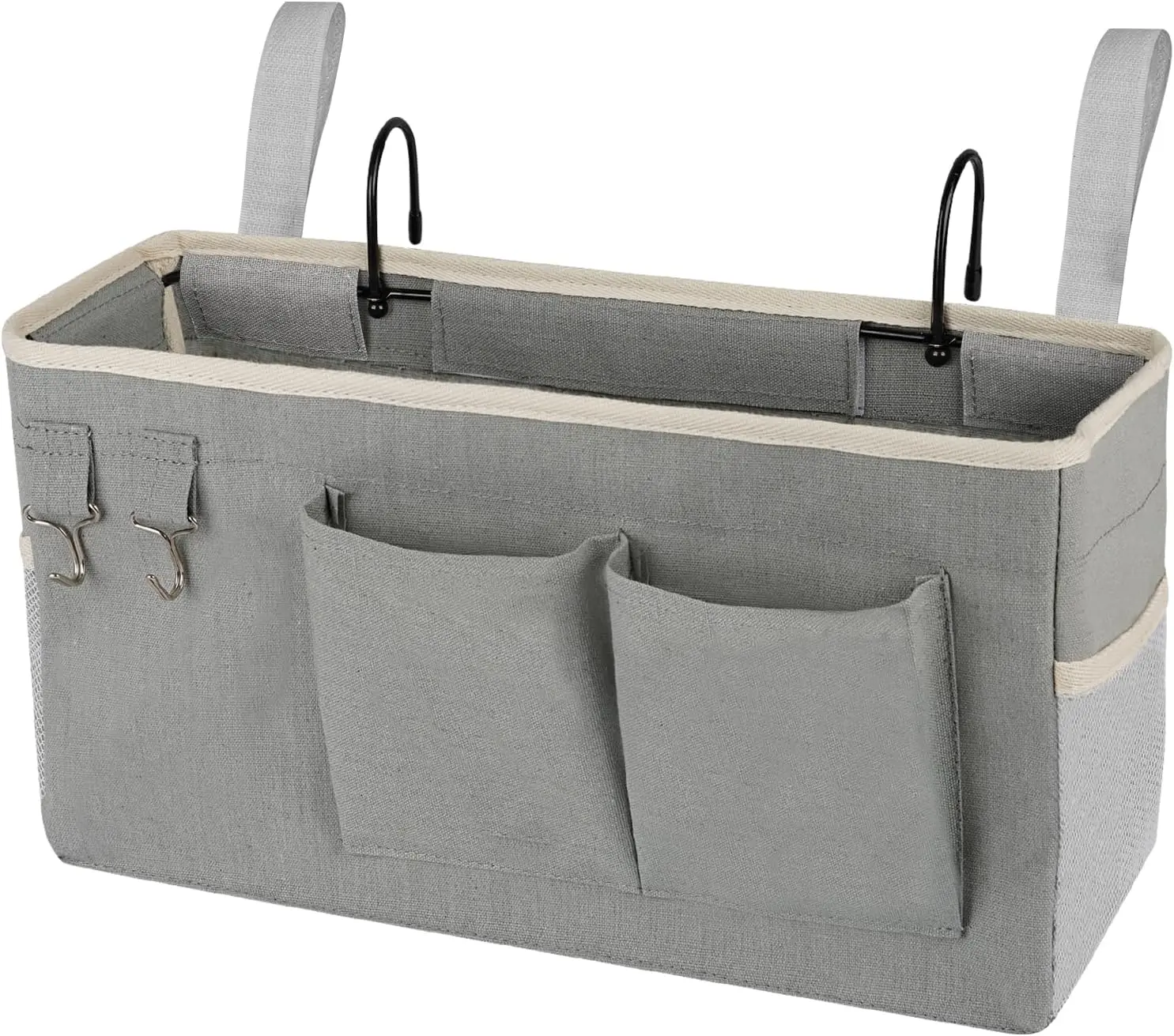 Bedside Caddy Bedside Storage Bag for Headboards/Bunk Bed | Hanging Bed Caddy with Hooks fits Bunk bed Hospital Beds Dorm Bed Rails, Essentials for Phones, Books, Remotes, Water Bottles