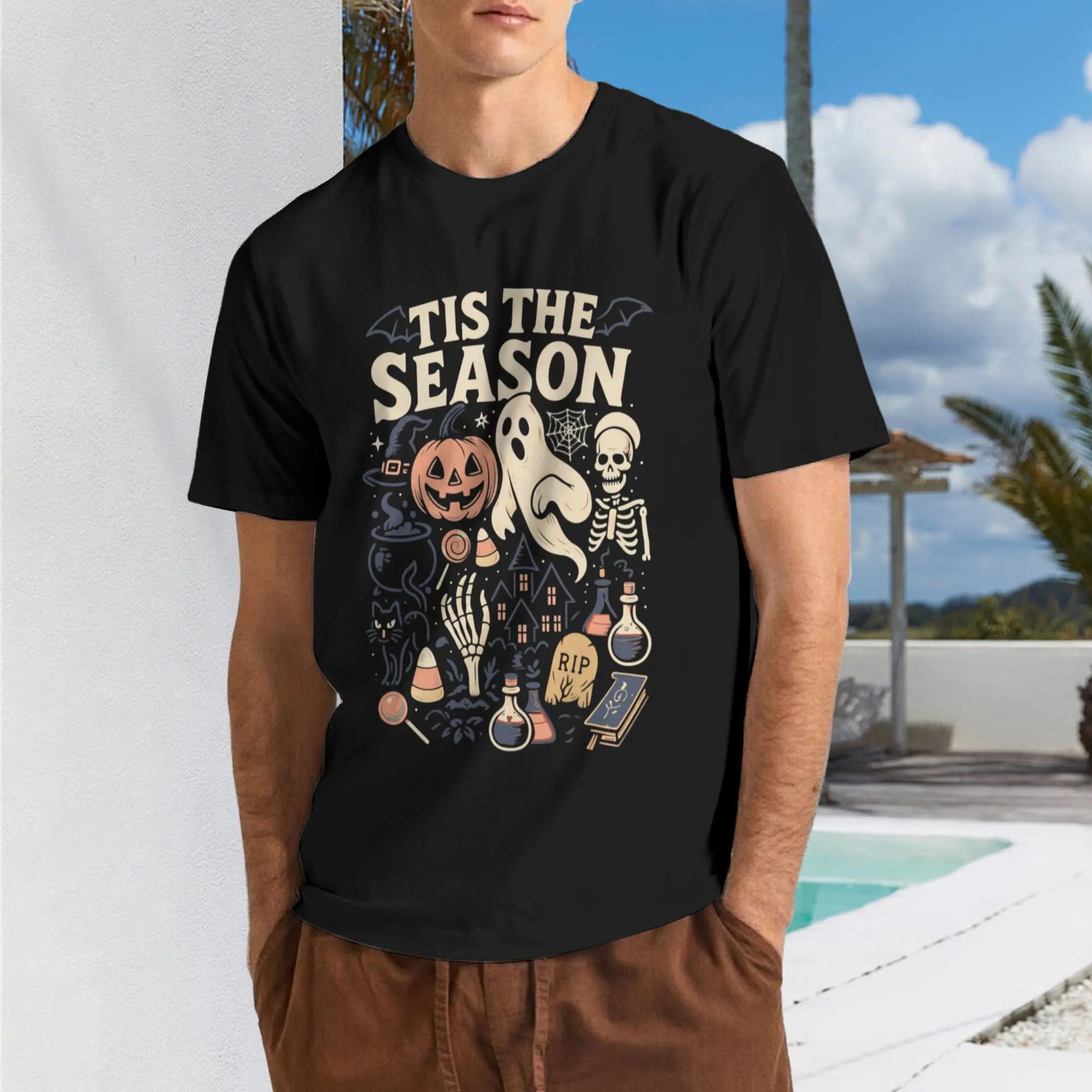 Halloween Oversized Shirts for Women Spooky Season Short Sleeve T Shirt Halloween Pumpkin Ghost Fall Tee Top