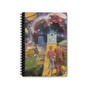 Cosmic Gateway Collage Notebook Spiral Notebook | Retro Space Abstract, "do not fear change"