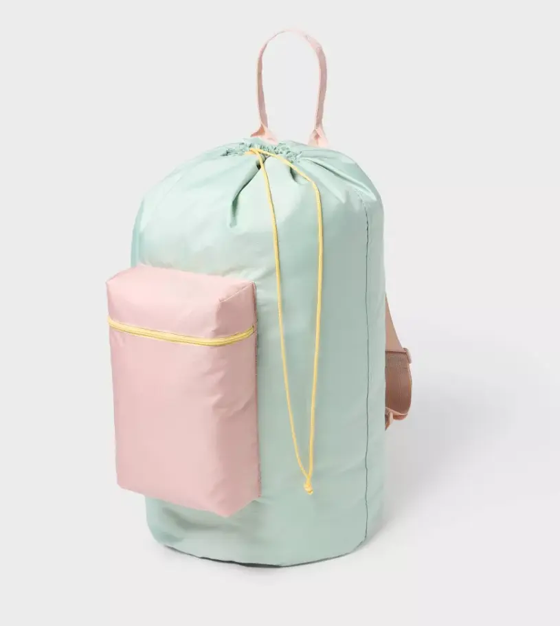 Green Pink Colorblock Brightroom XL Laundry Backpack Large Capacity Dirty Clothes Storage Bag for Dorm Gym Travel