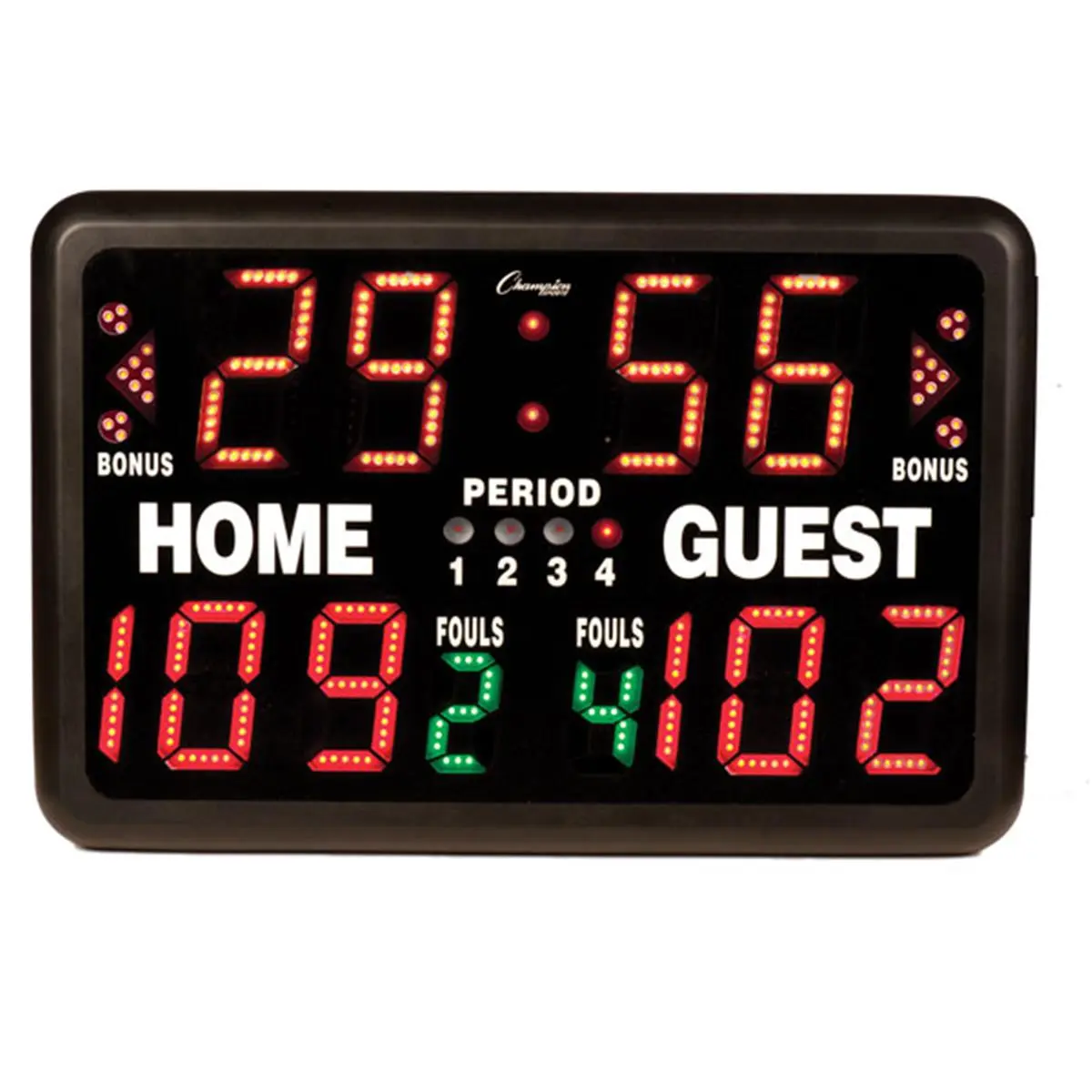 Champion Sports Indoor Multi-Sport Tabletop Electronic Scoreboard - Black, Built-In Control Panel, Large LED Readouts, Alarm, Rugged Construction, Up/Down Clock, for Coaches, Sporting Events, Digital Clock