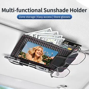 Car Sun Visor Organizer Clip, Dashboard Card Holder, Eyewear Pen Storage Bag, Multi-Functional Car Accessories, Essential Vehicle Supplies