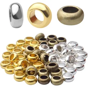 60pcs Rondelle Large Hole Spacer Beads Tibetan European Spacer Loose Hole Metal Beads for Necklace Bracelet Jewelry Making,10×6×5mm