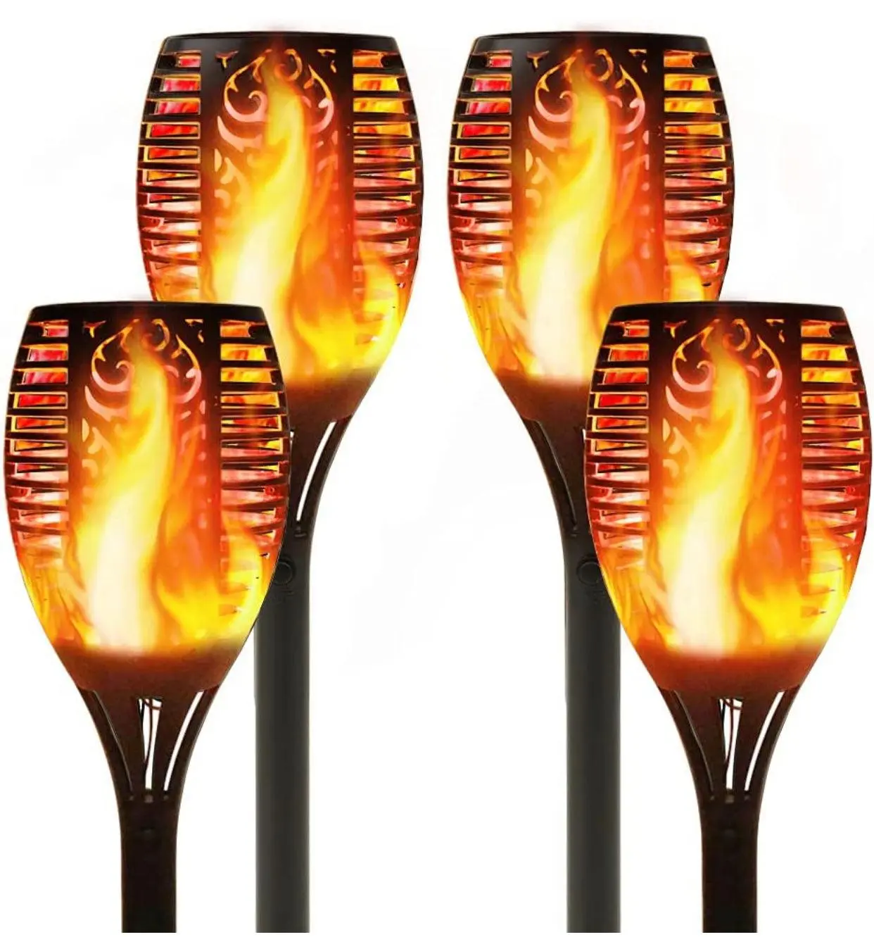 Solar LED Flame Lamp Lawn Flame Flickering Torch Light Outdoor Fire 96 LED Lights 4 Pack Patio Garden