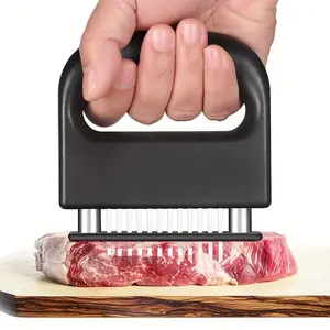 [SummerVibes]1-Pack Meat Tenderizer with 48 Ultra-Sharp Stainless Steel Needle Blades, Poultry Meat Tenderizer, Perfect for Tenderizing Beef, Pork, Turkey and Fish. Ideal Cooking Tool for Meat Tenderizing, Marinating and Barbecue.