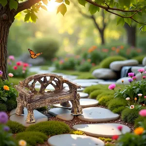 Miniature Resin Chair Bench Garden Furniture Ornaments for Doll House Micro Landscape Home Garden Decoration