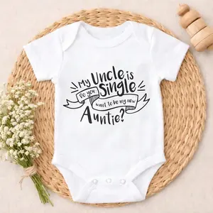My Uncle Is Single   Do You Want To Be My New Auntie Baby Bodysuit Casual Short SleeveRomper Crew Neck Outfit for Baby Boys & Girls  bamboo  Baby Shower Gift newborn baby boy clothes Comfort Baby Clothes for Outdoor Daily Wear