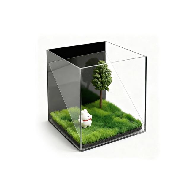 Pet Holographic Projection Digital House Acrylic Memorial Box for Cat & Dog 3D Projector Eternal Display Case with Green Grass and Tree
