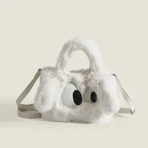 Soft Plush Solid Bucket Bag For Women, Cute Fluffy Shoulder Crossbody Handbag With Top Handle, Versatile Casual Tote For Daily Use, Fall Winter Fashion