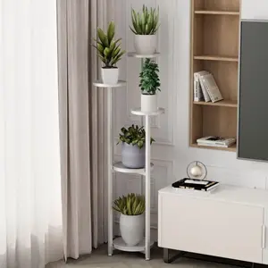 Sturdy Multi-Layer Metal Plant Shelf Rack - Tall Corner Bracket with Anti-Slip Feet - Modern Display Stand for Living Room, Balcony, Patio - Durable Home Hardware Organizer