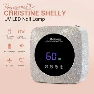 Cordless UV LED Nail Lamp 96W Rechargeable Sparkly Wireless,Nail Dryer Gel Polish Light with 4 Timer Setting, Professional Quick Dry Curing Lamp With Display Auto Sensor for Salon & Home Nail Care