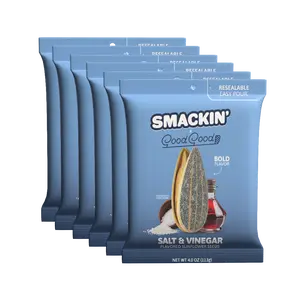 SMACKIN' Sunflower Seeds GOOD GOOD SALT & VINEGAR - 6 Resealable 4 OZ. Bags