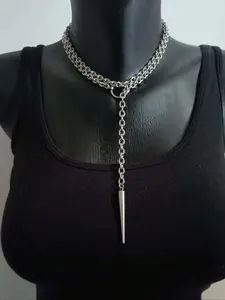 1pc Punk O-Ring Rivet Pendant Necklace, Hiphop Open Circle Necklace For Men And Women, Minimalist Street Style Party Accessory,Fashion Jewelry for Party ,Daily Clothing Decor,Trendy Jewelry for Birthday Gift