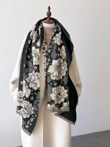 Vintage Floral Pattern Shawl, Retro Style Scarf for Women & Men, Fashion Accessories for Daily Wear, Trendy All-match & Exquisite Scarf for Birthday Gift