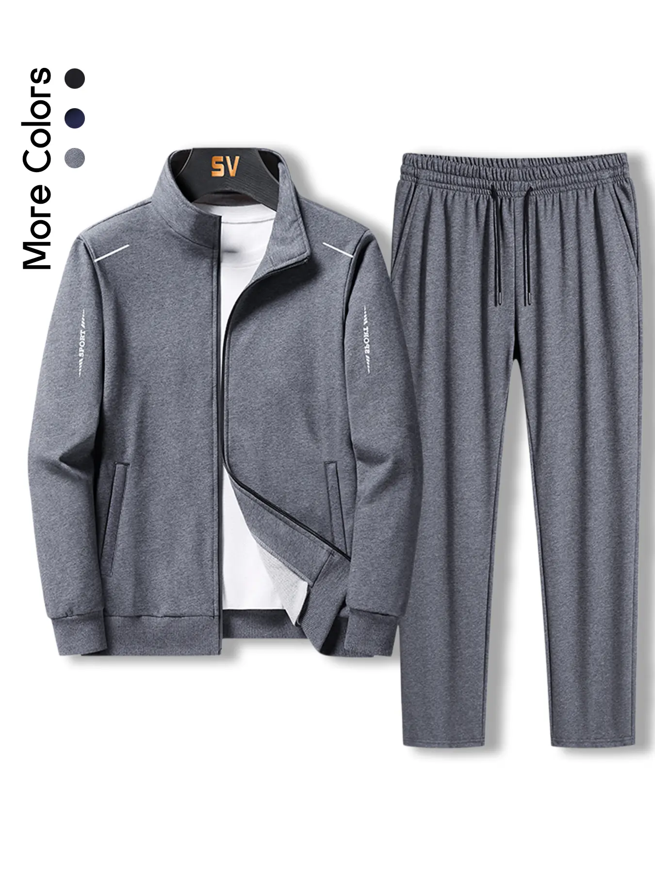 Men's 2-Piece Athletic Sweat Suit Set, Full-Zip Stand Collar Jacket and Drawstring Sweatpants, Sport Jogging Suit for Men, Tech Fleece Tracksuit, Casual Comfort Wear