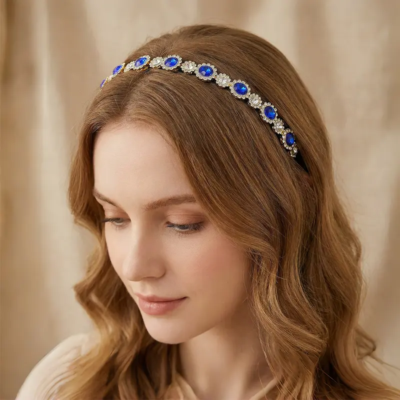 Gold Double Row Pearl Headband for Women, Elegant Double 