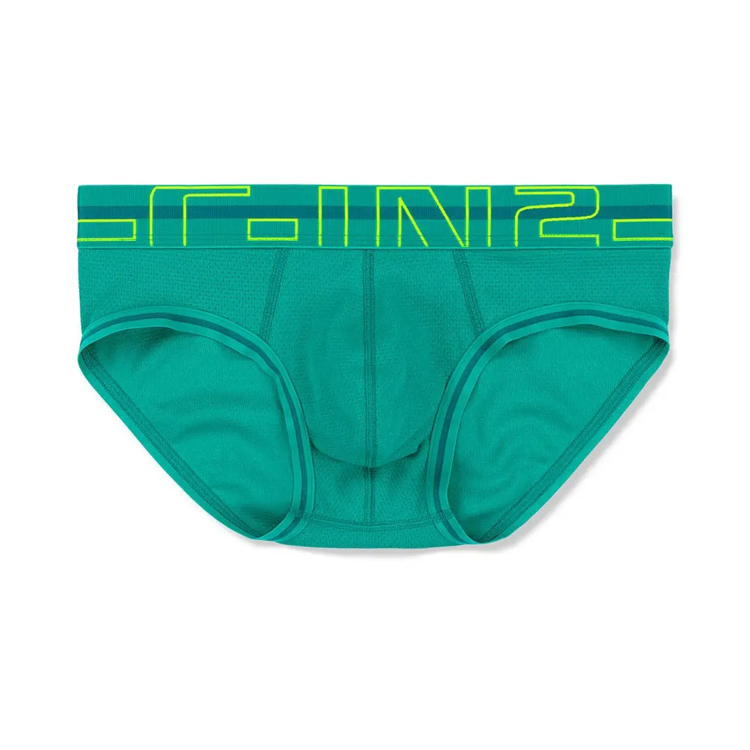 C-IN2 Zen Low Rise Brief Godi Green for Men | Performance Mesh Fabric Made from Rayon from Bamboo | Sculpted Pouch for Lift & Support