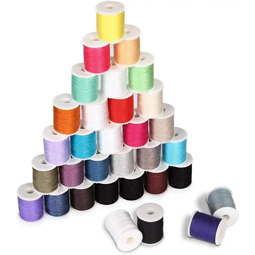 Sewing Machine Bobbins & Sewing Threads Kit - 60 PCS Mixed Colors Sewing Supplies Crafts for Home Organization