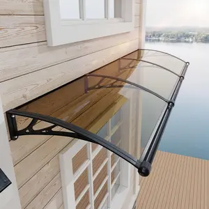 Door Awning with Drainage, 40x80 in Solid Polycarbonate Front Door Canopy, Exterior Window & Porch Awning with ABS Bracket, Rain Snow UV Protection