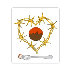 Heart-Shaped Kiss-Cut Stickers, Barbed Wire Heart Design, Vegan Art Stickers, Laptop Decor, Unique Gifts, Punny Stickers