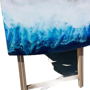 PerfectlyKrafted Customizable Folding Table for Office and Home Use Epoxy Coated Wave Design Durable Portable Made to Order