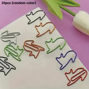 20 Cute Cat Paper Clips, Cat Bookmark Clips, Gifts for Cat Enthusiasts, Cat Office Supplies Gifts, Cat Desk Accessories Suitable for Work, School, and Office Use, Paperclips
