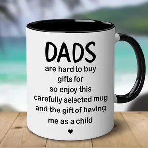 Dad Mug Gift from Daughter Son - "Dads Are Hard to Buy Gifts for" Humorous Coffee Cup with Black & White Design - Insulated Reusable Father's Day, Christmas, Birthday Present for Dad, Papa, Daddy, Insulated Drinkware| Sentimental Gift| Reusable Drinkware,