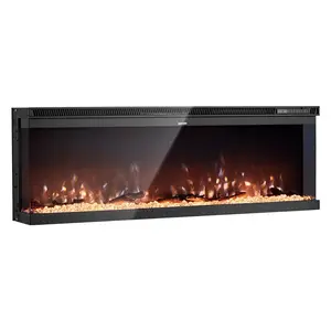 VEVOR 72 inch Electric Fireplace Three Sided Glass Wall Mounted Recessed 1500W
