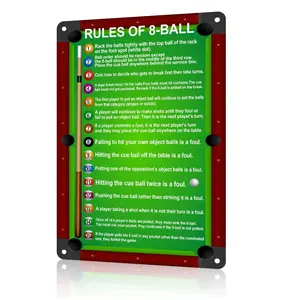 Pool Table Room Decor 8 Ball Rules Sign Pool Table Accessories Metal Tin Wall Art for Billiard Game Room Man Cave Bar Decor 8x12 Inch