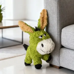 Squeaky Donkey Plush Chew Toy for Dogs - Interactive Teeth Cleaning Puppy Toy with Squeaker, Double Layer Tear Resistant Fabric Toy for Cats and Dogs,Cute Durable Chew Bone Gift for Puppies