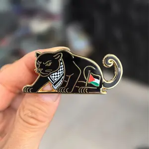 Black Panther of Unity – Palestine Keffiyeh Enamel Pin