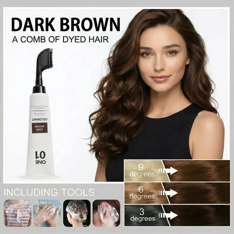 VSIU Hair Dye Brush Enriched with Olive Oil & Aloe Vera Ammonia-Free No Peroxide for Men Women Covers Gray Hair in Dark Brown Black Long Lasting Color with Floral Scent Includes Stain Remover