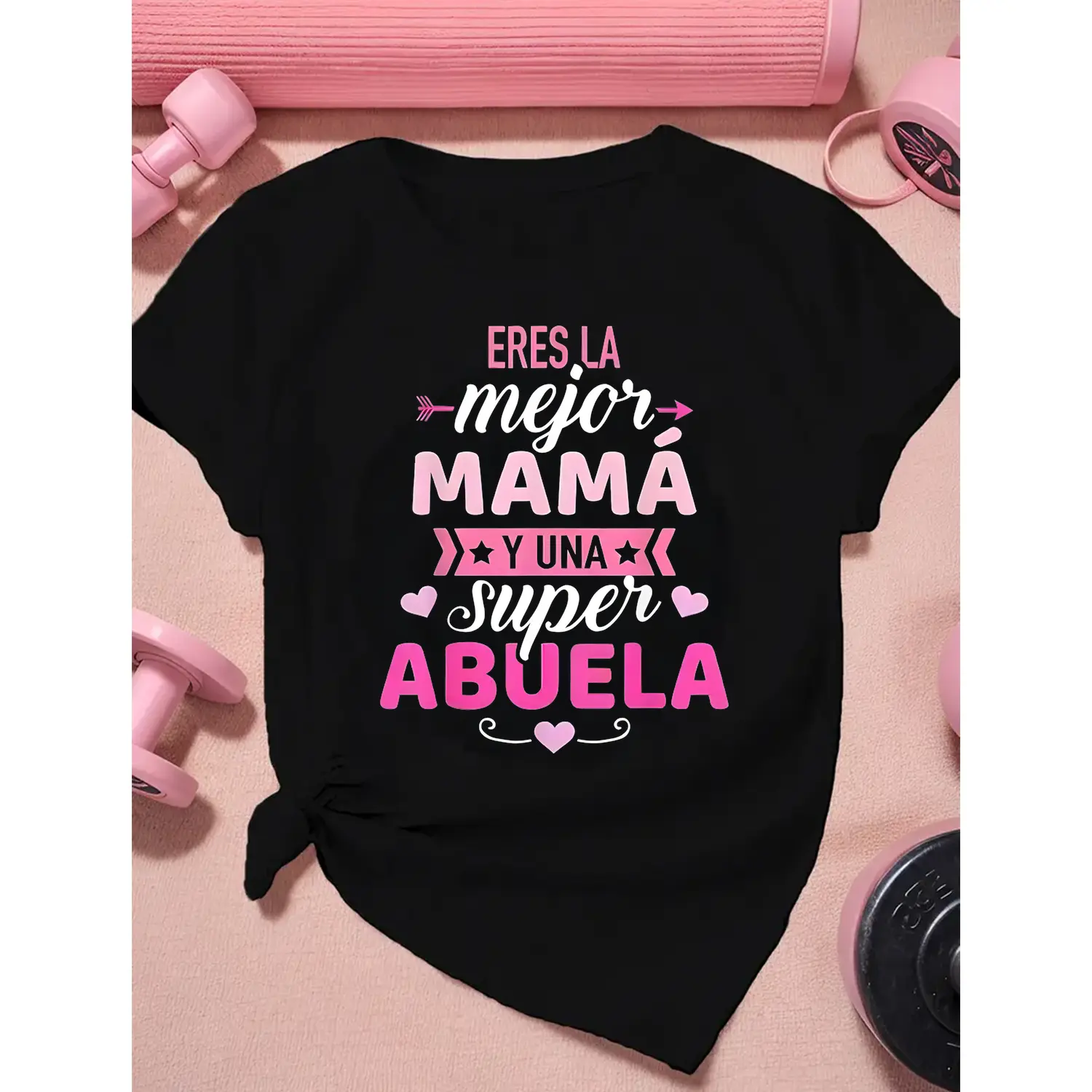 Mother Day Cotton T-shirt Women Black Pink Letter Comfortable Casual Style