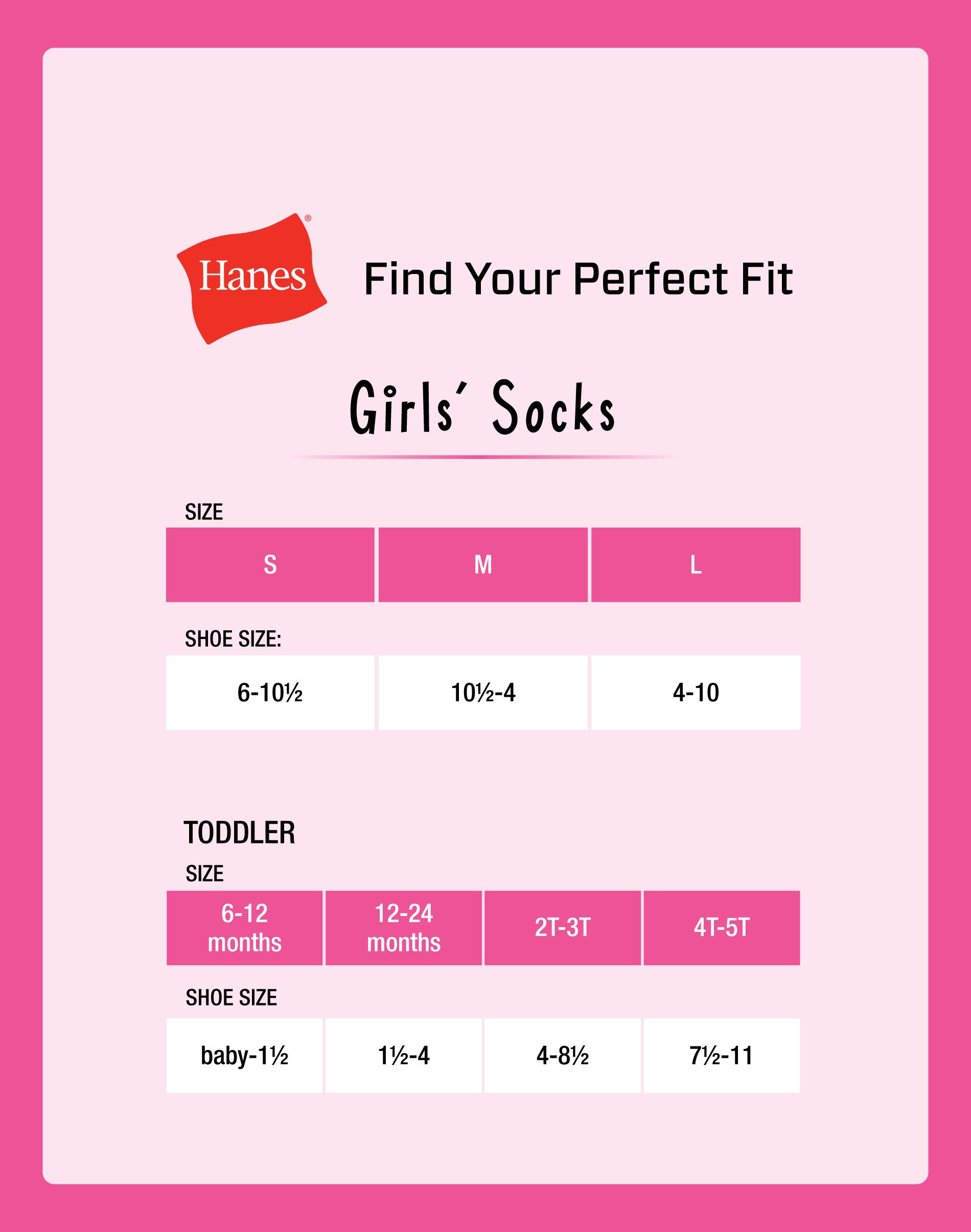 Hanes Absolute Active Girls' Heel Shield Socks 4-pairs Underwear Multi Pack Comfortable Fit Soft Stretch Fabric Breathable Hgaah4