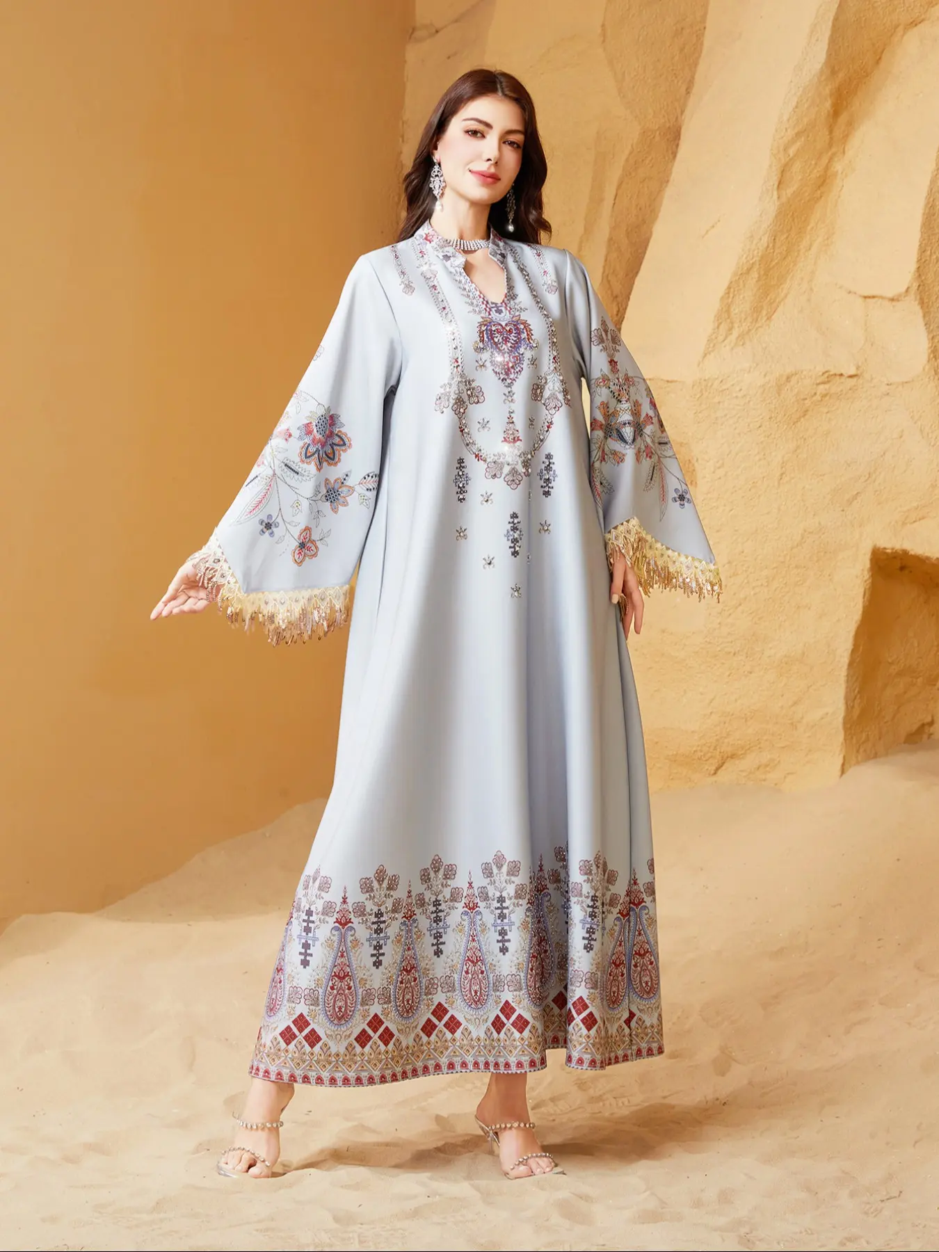 layered drape dress Jelani Layered Mesh High-Slit Drape Maxi Dress main image 1