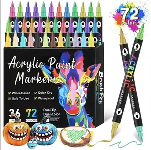 36/72-Color Dual-Tip Acrylic Marker Set, suitable for various surface materials including rock, ceramic, wood, canvas, plastic, glass, and stone.Ideal for DIY handmade gifts and Easter egg decorations, it also makes a perfect Halloween gift.
