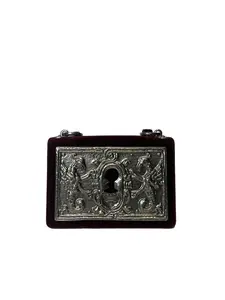 Pre-owned PRADA Limited Edition Burgundy Velvet Engraved Keyhole Book Bag