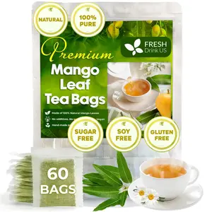 60 Mango Leaf Tea Bags, 100% Natural & Pure from Mango Leaves. Mango Dried Leaves. Loose Leaf Mango Herbal Tea. Mango Leaf Tea. No Sugar, No Caffeine, No Gluten, Vegan. Beverage